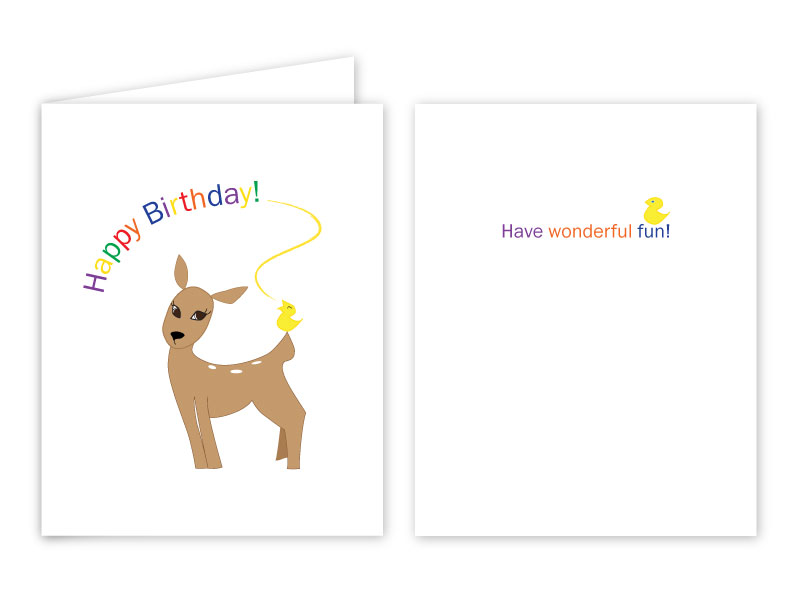 Birthday Card with Deer and Bird